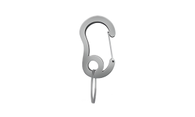 Carabină argintie cu cârlig și inel mic despărțitor, rezistent, 13x22mm, pentru fixarea etichetelor pe zgardă.