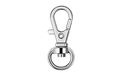 Cârlig de tip Carabină Carabină argintie cu cârlig pentru etichete câine, cu închizătoare cu arc și inel circular, 3cm x 1cm, pentru fixare.