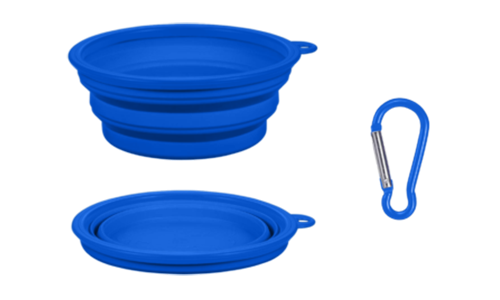 Bol Pliabil Pentru Câini Bol albastru pliabil pentru câini, 350 ml, ideal pentru călătorii. Compact, ușor de pliat și de curățat.