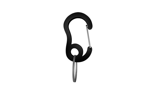 Carabină neagră cu cârlig și inel mic despărțitor, rezistent, 13x22mm, pentru fixarea etichetelor pe zgardă.