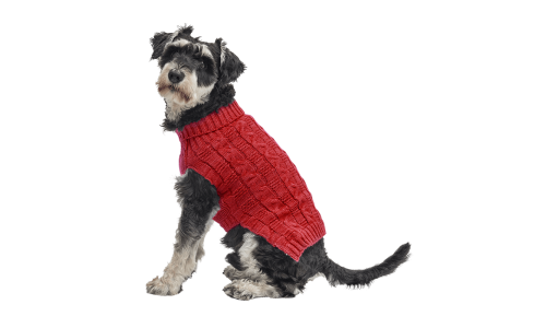 Pulover cald din bumbac roșu pentru câini, cu model împletit, protecție suplimentară, păstrează câinii confortabili.