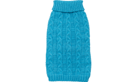 Pulover cald din bumbac albastru pentru câini, cu model împletit, protecție suplimentară, material din bumbac de calitate.