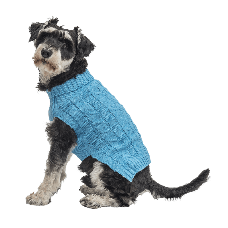 Pulover Călduros din Bumbac pentru Câini Pulover cald din bumbac albastru pentru câini, cu model împletit, protecție suplimentară, păstrează câinii confortabili.
