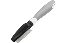 Pieptene anti-purici pentru câini și pisici, dinți metalici fini, mâner ergonomic, elimină puricii și resturile din blană.
