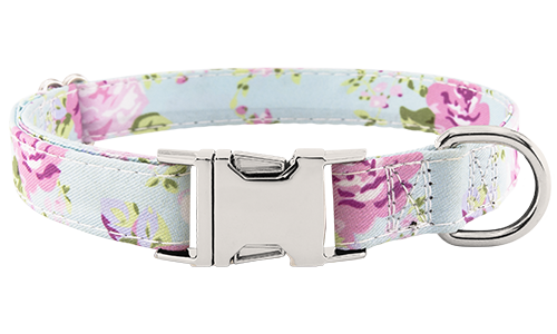 Zgardă pentru Câini cu Cataramă Guler de câine cu model floral pastel, cataramă metalică ajustabilă, 27-40 cm lungime și 2 cm lățime, cu inel pentru lesă.