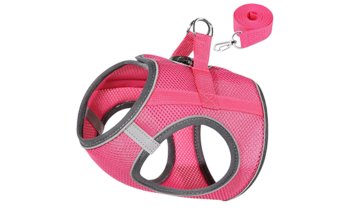Ham Tip Vestă Reflectorizantă pentru Pisici Vestă ham reflectorizantă roz pentru pisici, ajustabilă și ușoară, cu lesă de 140 cm, confort și vizibilitate crescută.