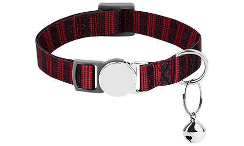 Guler de pisică breakaway cu model tartan și cataramă metalică, ușor pentru confort, ajustabil, cu clopoțel argintiu.