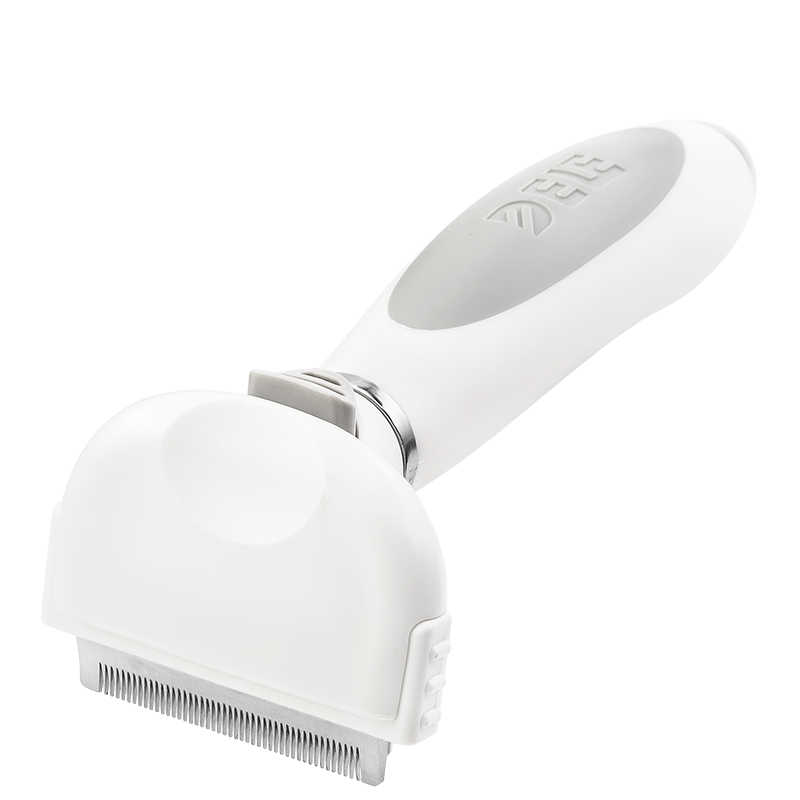 Perie Pentru Curățarea Părului Pentru Câini și Pisici Perie mică albă pentru câini cu dinți metalici și mâner ergonomic, pentru reducerea căderii părului și îndepărtarea firelor.