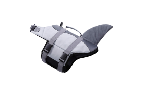 Jachetă de salvare pentru câini cu tematică rechin, curele sigure, design ajustabil, pentru diferite tipuri de câini.