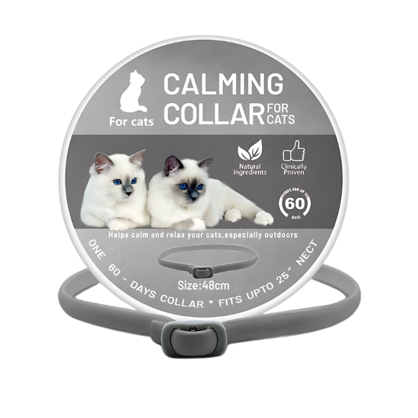 Zgardă Relaxantă pentru Pisici pentru Calmarea Anxietății Collar calmant pentru pisici, pentru reducerea anxietății, potrivit pentru gâturi până la 48 cm, până la 60 zile de calmare.