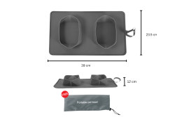 Bol de Călătorie Pliabil pentru Câini - Covoraș alimentar pliabil dublu, 1200 ml