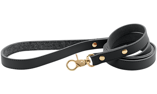 Lesă din Piele Naturală de Lux Pentru Câini Lesă de câine din piele neagră autentică, 120 cm lungime, durabilă, cu clapetă metalică aurie și ținte pentru un look luxos.