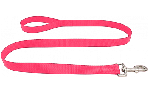 Leash pentru câine din nailon roz, 120cm, ușor de curățat, material durabil și siguranță cu închizătoare argintie.