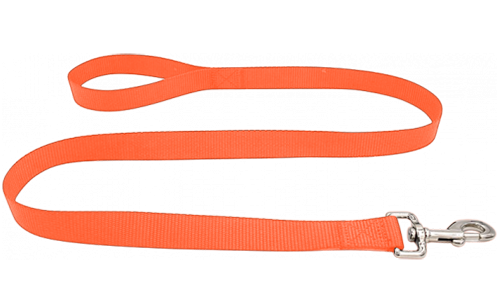 Leash pentru câine din nailon portocaliu, 120cm, ușor de curățat, material durabil și siguranță cu închizătoare argintie.