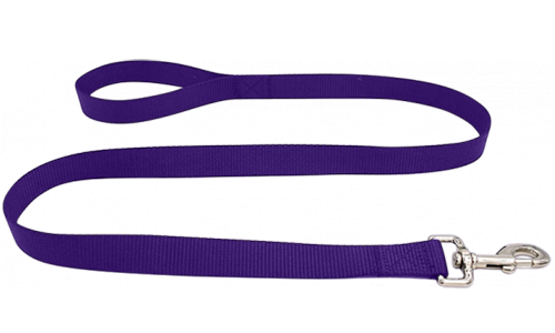 Leash pentru câine din nailon mov, 120cm, ușor de curățat, material durabil și siguranță cu închizătoare argintie.