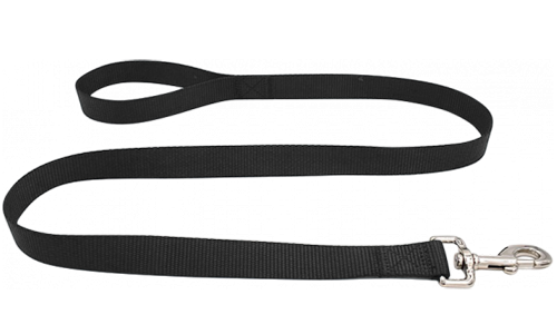 Leash pentru câine din nailon negru, 120cm, ușor de curățat, material durabil și siguranță cu închizătoare argintie.
